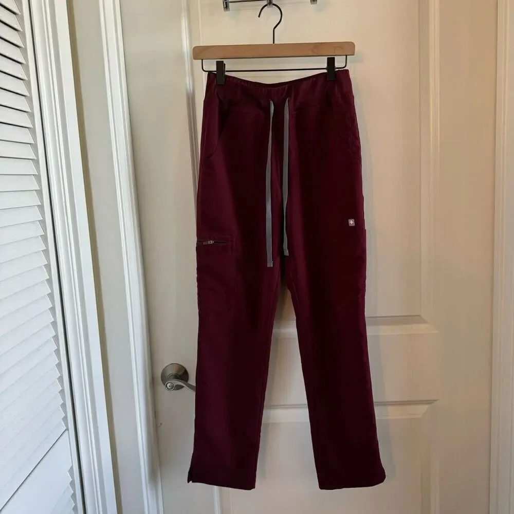 Figs Yola Skinny Scrub Pants Burgundy - Picture 4 of 9
